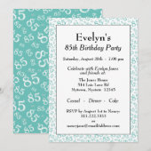 85e verjaardagsfeest Blauwgroen en wit getallenpat Kaart (Voorkant / Achterkant)