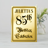 85e verjaardagsfeest — Elegant script + aangepaste Folie Uitnodiging (Staand Voorkant)