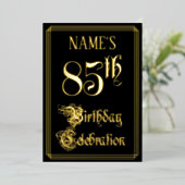 85e Verjaardagsfeest — Fancy Script & Aangepaste N Folie Uitnodiging (Staand Voorkant)
