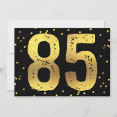 85e Verjaardagsfeest Faux Gold Foil Confetti Zwart Kaart (Voorkant)