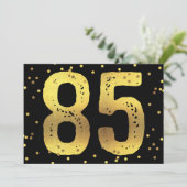 85e Verjaardagsfeest Faux Gold Foil Confetti Zwart Kaart (Staand voorkant)
