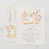 85e Verjaardagsfeest Witte Pompoen Fall Bladeren Uitnodiging Briefkaart (Voorkant / Achterkant)