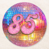 85e verjaardagsfeestje Gouden Roze Glitter Disco B Ronde Kartonnen Onderzetter (Voorkant)