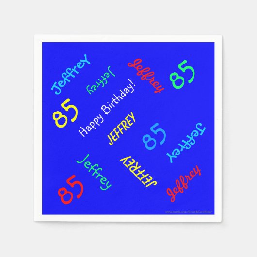 85e verjaardagsfeestje Herhalende namen Blauw papi Servetten (Voorkant)