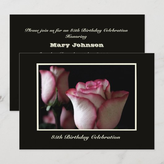 85e verjaardagsfeestje uitnodigings Rozen Kaart (Voorkant / Achterkant)