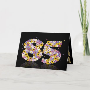 85e verjaardagskaart met bloemen letters kaart