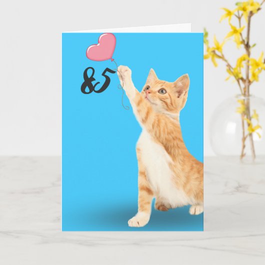 85e verjaardagstablet kat kaart (Gele Bloem)