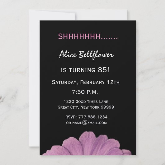 85e verrassingsdag  roze dagboek kaart (Achterkant)