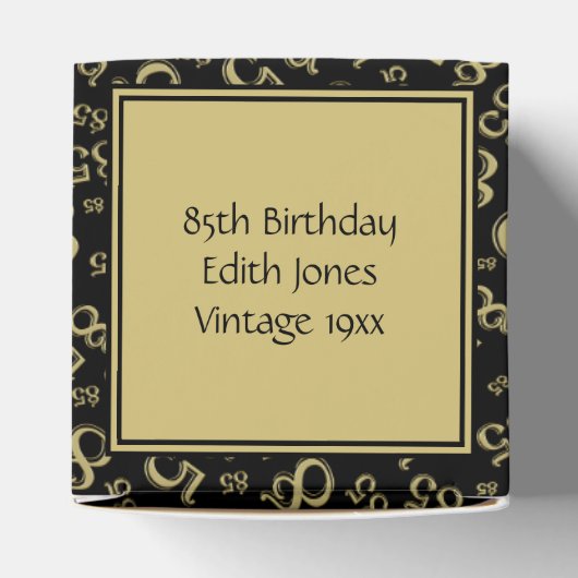 85e zwart/goud willekeurig getallenpatroon bedankdoosjes (Bovenkant)