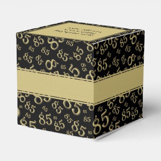 85e zwart/goud willekeurig getallenpatroon bedankdoosjes (Achterkant)