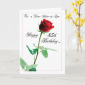 85ste schoonzus Verjaardag Red Rose Kaart (Gele Bloem)