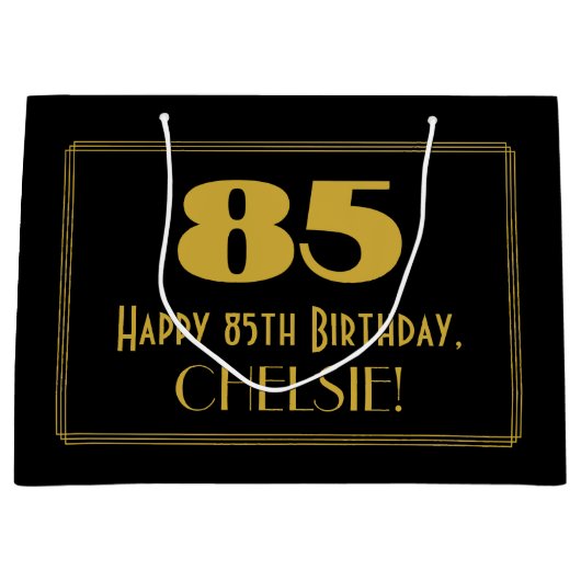 85ste verjaardag — Art Deco geïnspireerde look "85 Groot Cadeauzakje (Voorkant)