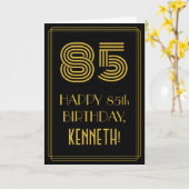 85ste verjaardag: Art Deco Geïnspireerde look "85" Kaart (Gele Bloem)