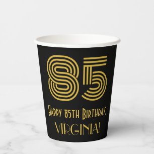 85ste verjaardag: Art Deco Geïnspireerde look "85" Papieren Bekers