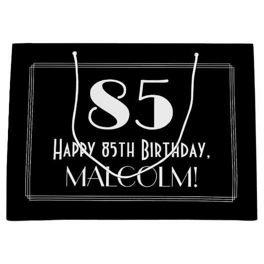 85ste verjaardag: Art Deco Geïnspireerde stijl "85 Groot Cadeauzakje (Voorkant)