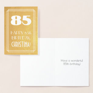 85ste verjaardag ~ Art Deco-stijl "85" & aangepast Folie Kaarten