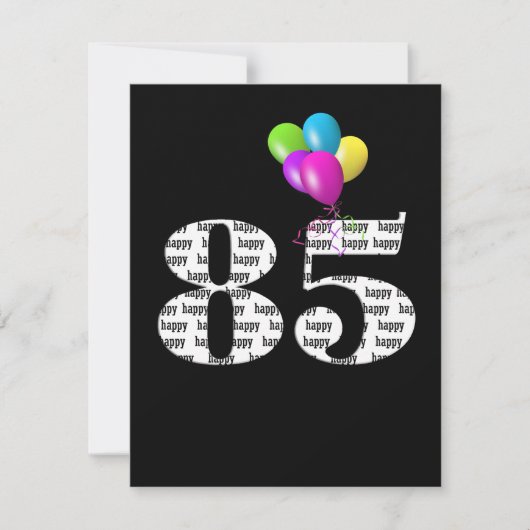 85ste verjaardag ballonnen op zwart feestdagenkaart (Voorkant)