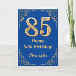 85ste verjaardag Blauwe en gouden glinsterend fram Kaart
