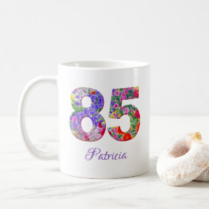 85ste verjaardag mok Bloemen 80 jaar mok