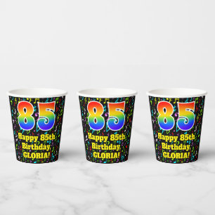 85ste Verjaardag: Plezier Muzieknoten, Regenboog 8 Papieren Bekers