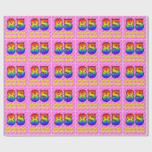 85ste verjaardag: roze strepen & harten, regenboog cadeaupapier (Vlak)