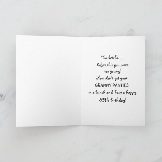 85ste verjaardag voor haar grappige kaart (Binnen)