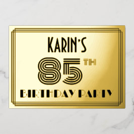 85ste verjaardagsfeest — Art Deco-stijl “85” & naa Folie Uitnodiging