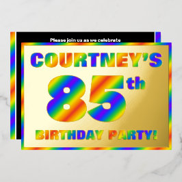 85ste verjaardagsfeest — Leuke, regenboogspectrum Folie Uitnodiging