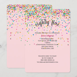 85ste verjaardagsfeestje confetti uitnodiging