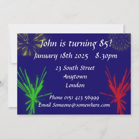 85ste verjaardagsfeestje kaart (Achterkant)