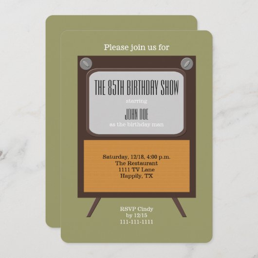 85ste Verjaardagsfeestje Uitnodiging  TV (Voorkant / Achterkant)