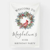 85th Birthday Banner Red Cardinal Custom Welcome (Verticaal)