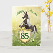 85th birthday card with a rearing horse kaart (Gele Bloem)