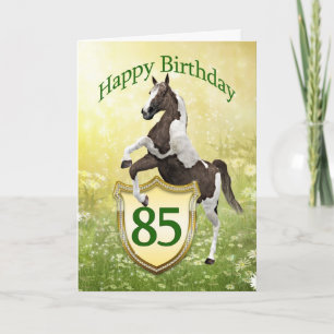 85th birthday card with a rearing horse kaart