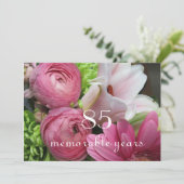 85th Birthday Celebration!- roze bloemen Kaart (Staand voorkant)