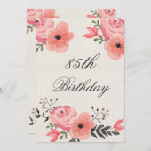 85th Birthday Chic Waterverf Flowers Kaart (Voorkant / Achterkant)