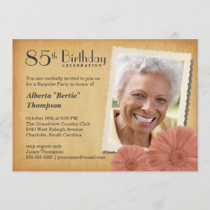 85th Birthday Daisy Photo Invitations Kaart