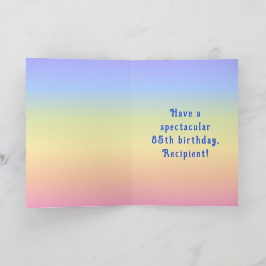 85th Birthday — Fun Cake & Candles, w/ Custom Name Kaart (Binnen)