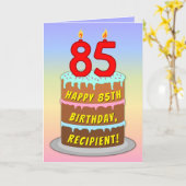 85th Birthday — Fun Cake & Candles, w/ Custom Name Kaart (Gele Bloem)