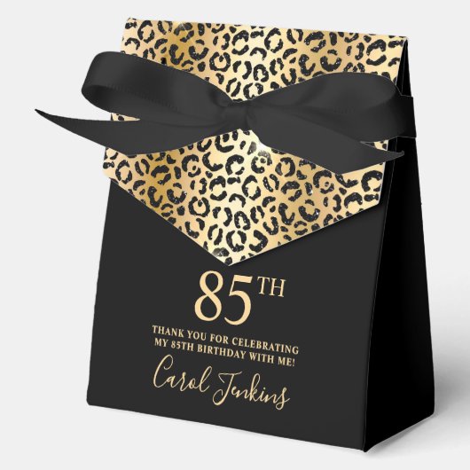 85th Birthday Gold Leopard Print Thank You  Bedankdoosjes (Voorkant)