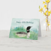 85th Birthday Humor Waterverf Loon Bird Natuur Kaart (Gele Bloem)
