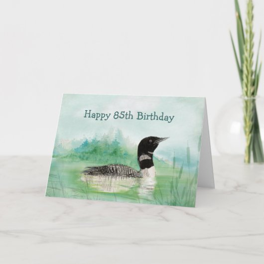 85th Birthday Humor Waterverf Loon Bird Natuur Kaart (Voorkant)