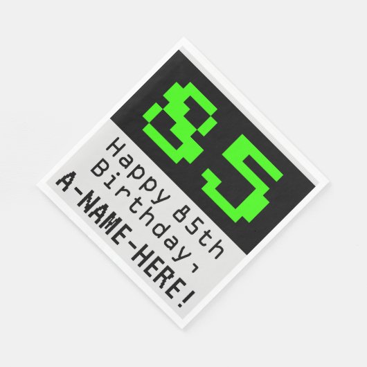 85th Birthday - Nerdy / Geeky Style "85" & Naam Servet (Hoek)