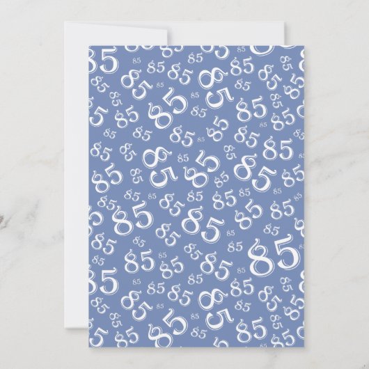 85th Birthday Party Blue and White Number Pattern Kaart (Achterkant)