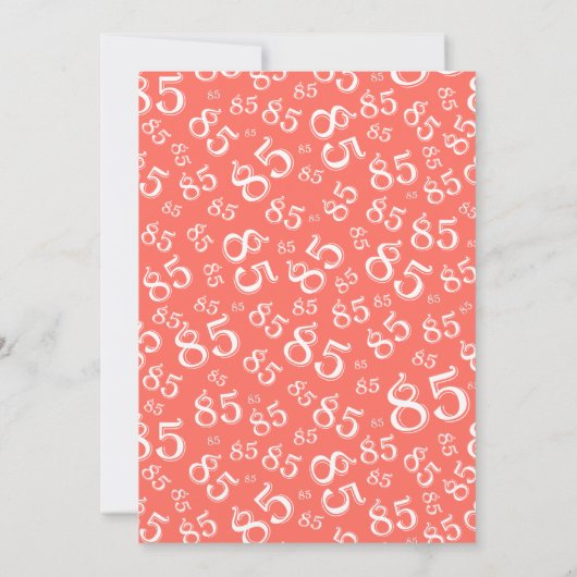 85th Birthday Party Coral and White Number Pattern Kaart (Achterkant)