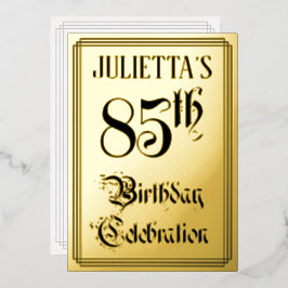 85th Birthday Party — Elegant Script + aangepaste  Folie Uitnodiging