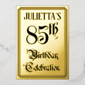 85th Birthday Party — Elegant Script + aangepaste Folie Uitnodiging (Voorkant)