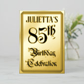 85th Birthday Party — Elegant Script + aangepaste Folie Uitnodiging (Staand Voorkant)