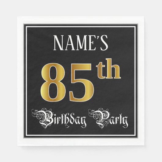 85th Birthday Party — Fancy Script, Faux Gold Look Servet (Voorkant)