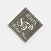 85th Birthday Party — Fancy Script, Faux Wood Look Servet (Hoek)
